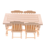 Maxbell 1:12 Scale Natural Wooden Dining Table Chairs Furniture Set Dollhouse Decor