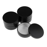 Maxbell 5 Pack Black Aluminum Empty Cosmetic Boxs Vial Bottles Round Pot Jars with Lid 100ml/3.5oz for Makeup Cream Sample Powder Tins Containers