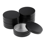 Maxbell 5 Pack Black Aluminum Empty Cosmetic Boxs Vial Bottles Round Pot Jars with Lid 100ml/3.5oz for Makeup Cream Sample Powder Tins Containers