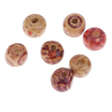 Maxbell 100 Pieces 10mm Mixed Painted Ethnic Patterns Wood Spacer Beads Wooden Loose Beads 4mm Hole for DIY Jewelry Making Macrame Crafting Hair Accessories