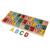 Maxbell 156 Pieces Wooden Alphabet Letters with Storage Tray Box Kids Educational Toys