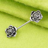 Maxbell 1 Pair Vintage Blackish Stainless Steel Barbell Rose Flower Body Jewelry