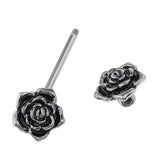 Maxbell 1 Pair Vintage Blackish Stainless Steel Barbell Rose Flower Body Jewelry