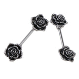 Maxbell 1 Pair Vintage Blackish Stainless Steel Barbell Rose Flower Body Jewelry