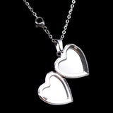 Maxbell Love Heart Locket Gemstone Stainless Steel Pendant Photo Frame Color Change Necklace