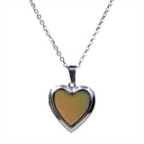 Maxbell Love Heart Locket Gemstone Stainless Steel Pendant Photo Frame Color Change Necklace