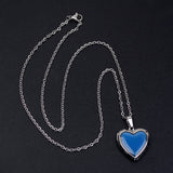 Maxbell Love Heart Locket Gemstone Stainless Steel Pendant Photo Frame Color Change Necklace