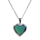Maxbell Love Heart Locket Gemstone Stainless Steel Pendant Photo Frame Color Change Necklace