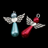 Maxbell 10 Piece Pearl Polymer Clay Angel Wings Charms Pendants for DIY Jewelry Key Ring Hanging Decoration