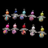 Maxbell 10 Piece Pearl Polymer Clay Angel Wings Charms Pendants for DIY Jewelry Key Ring Hanging Decoration