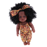 Maxbell Cute Simulation Vinyl Baby Doll African Girl Newborn Doll in Yellow Clothes