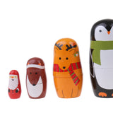 Maxbell Christmas Theme Wooden Russian Nesting Babushka Matryoshka 6pcs Dolls Hand Painted