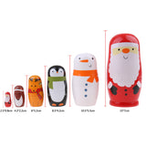 Maxbell Christmas Theme Wooden Russian Nesting Babushka Matryoshka 6pcs Dolls Hand Painted
