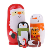 Maxbell Christmas Theme Wooden Russian Nesting Babushka Matryoshka 6pcs Dolls Hand Painted