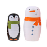 Maxbell Christmas Theme Wooden Russian Nesting Babushka Matryoshka 6pcs Dolls Hand Painted