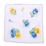 Maxbell 10pcs Women 100% Cotton White Handkerchiefs Assorted Colourful Flowers Gift