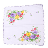 Maxbell 10pcs Women 100% Cotton White Handkerchiefs Assorted Colourful Flowers Gift