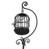 Maxbell 1:12 Dollhouse Miniature Black Metal Bird Cage with Holder Stand Decor