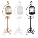 Maxbell 1:12 Dollhouse Miniature Black Metal Bird Cage with Holder Stand Decor