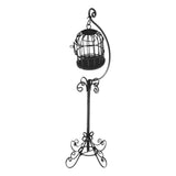 Maxbell 1:12 Dollhouse Miniature Black Metal Bird Cage with Holder Stand Decor