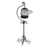 Maxbell 1:12 Dollhouse Miniature Black Metal Bird Cage with Holder Stand Decor