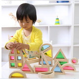 Maxbell Wooden Rainbow Blocks Stacking Blocks Early Educational Toy for Kids Toddler