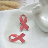 Maxbell Pink Enamel Breast Cancer Awareness Charity Ribbon Brooches Pins Silver Edge