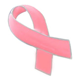 Maxbell Pink Enamel Breast Cancer Awareness Charity Ribbon Brooches Pins Silver Edge