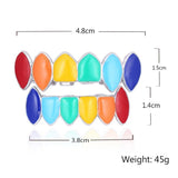 Maxbell Colorful Glossy Hip Hop Sharp Teeth Grill Hollowen Accessories Gold Plated