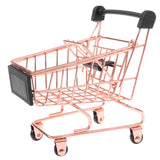 Maxbell Mini Metal Shopping Cart Salesman Sample Kids Pretend Play Toy Rose - Rose Gold S