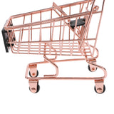 Maxbell Mini Metal Shopping Cart Salesman Sample Kids Pretend Play Toy Rose - Rose Gold S