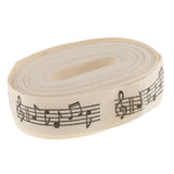 Maxbell 5 Yards Musical Note Printed Fabric Ribbon Gift Package Craft Decor 15mm
