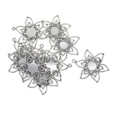 Maxbell 10 Pieces Filigree Flower Blank Cabochon Bezel Settings DIY Pendants Base for Jewelry Making 10mm