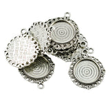 Maxbell 10 Piece Vintage Silver Round Cabochon Settings Pendant Blanks Tray Base 20mm