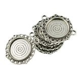 Maxbell 10 Piece Vintage Silver Round Cabochon Settings Pendant Blanks Tray Base 20mm