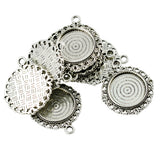 Maxbell 10 Piece Vintage Silver Round Cabochon Settings Pendant Blanks Tray Base 20mm