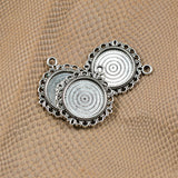 Maxbell 10 Piece Vintage Silver Round Cabochon Settings Pendant Blanks Tray Base 20mm