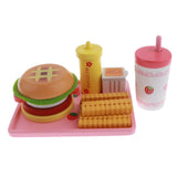 Maxbell Kids Wooden Play Kitchen Food Set and Accessories - Hamburger, French Fries & More