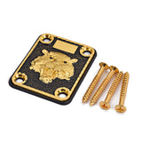 Maxbell 1 Set Guitar Neck Plate with Screws Gasket for Electric Guitar Replacement Parts Golden