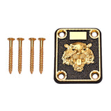 Maxbell 1 Set Guitar Neck Plate with Screws Gasket for Electric Guitar Replacement Parts Golden