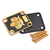 Maxbell 1 Set Guitar Neck Plate with Screws Gasket for Electric Guitar Replacement Parts Golden