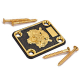 Maxbell 1 Set Guitar Neck Plate with Screws Gasket for Electric Guitar Replacement Parts Golden