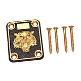 Maxbell 1 Set Guitar Neck Plate with Screws Gasket for Electric Guitar Replacement Parts Golden