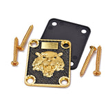 Maxbell 1 Set Guitar Neck Plate with Screws Gasket for Electric Guitar Replacement Parts Golden