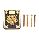 Maxbell 1 Set Guitar Neck Plate with Screws Gasket for Electric Guitar Replacement Parts Golden