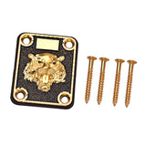 Maxbell 1 Set Guitar Neck Plate with Screws Gasket for Electric Guitar Replacement Parts Golden