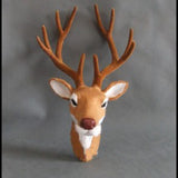 Maxbell Realistic Stuffed Deer Head Model Toy, Faux Fur Animal Wall Hanging Decor, Home Ornament Gift