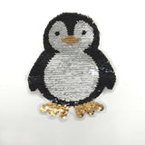 Maxbell Penguin Reversible Change Color Sequin Sewing on Patches Clothes DIY Embroidered Motif Applique Craft for Jeans, T-shirts