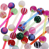 Maxbell 30 Pieces Assorted Color Lip Tongue Ring Straight Barbell Studs Double 6mm Ball End Closure 14g