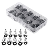 Maxbell 80pcs Stainless Steel Fishing Rod Tip Ring Eye Guide Repair Set Kit with Box